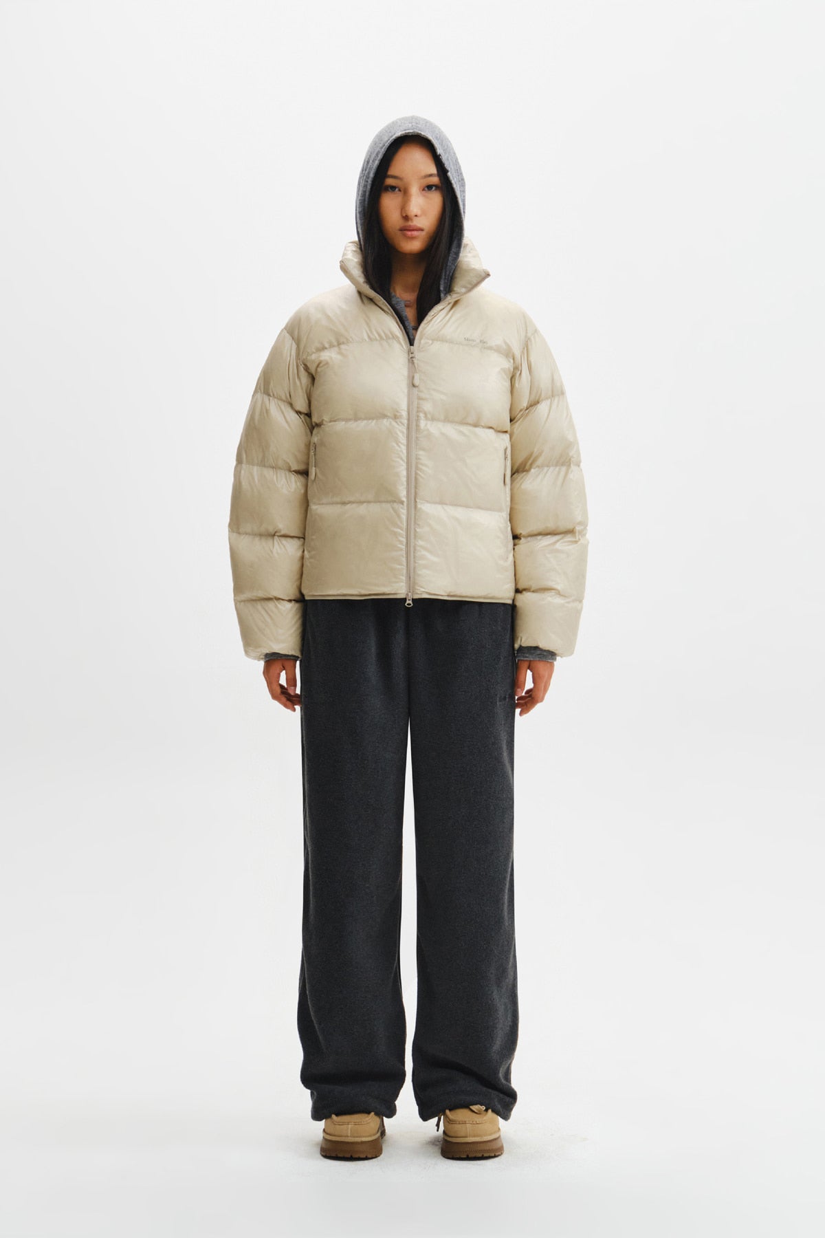Matin Kim - Icon Logo Down Jumper (Light Beige) product image 8 | TRAB K-Fashion Australia