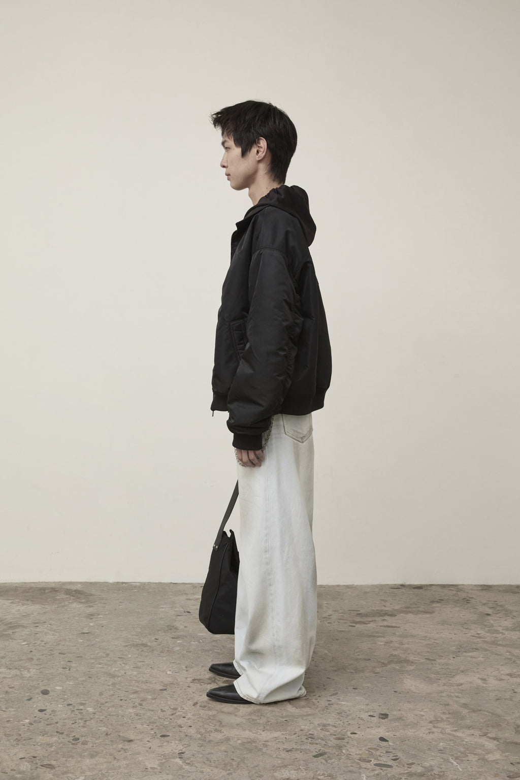 Matin Kim - Applique Logo Shirring Bomber Jumper (Black) product image 8 | TRAB K-Fashion Australia