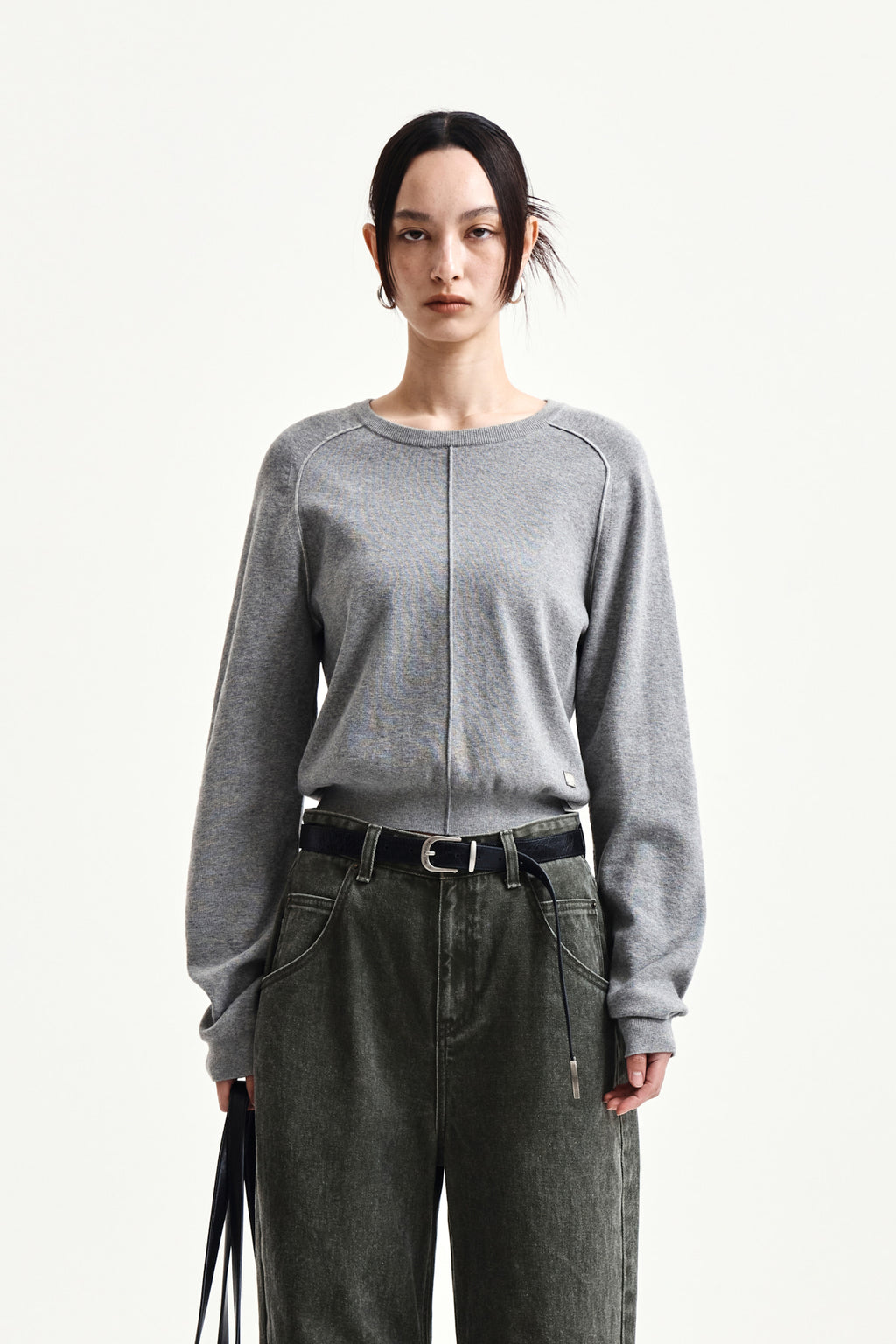 Matin Kim - Raglan Sleeve Knit Pullover (Grey) product image 10 | TRAB K-Fashion Australia