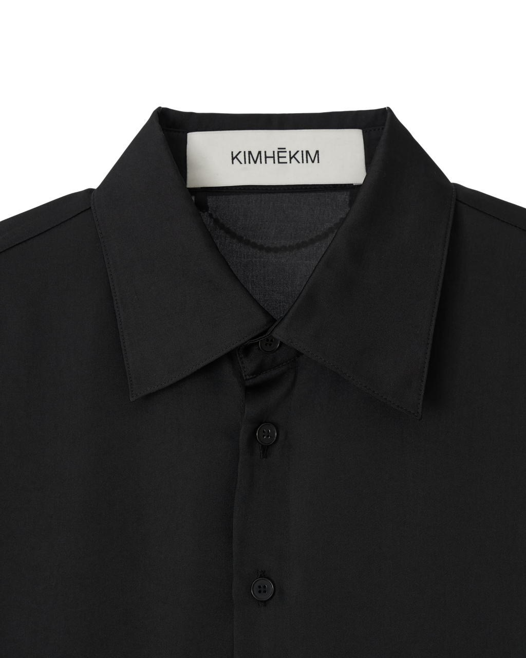 Kimhe Kim - Pearl Label Oversized Satin Shirt (Black) product image 3 | TRAB K-Fashion Australia