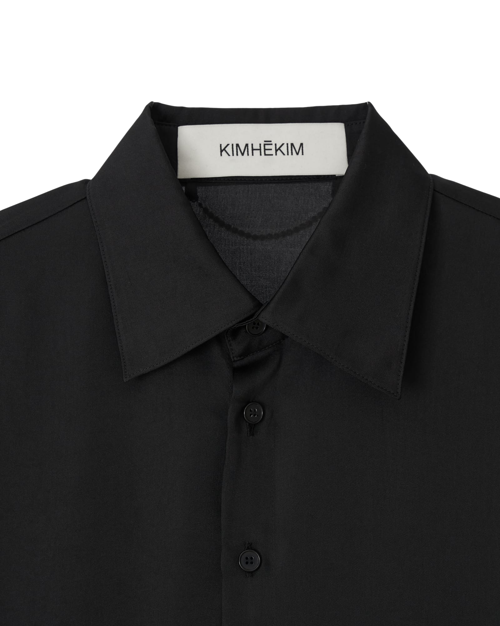 Kimhe Kim - Pearl Label Oversized Satin Shirt (Black) product image 3 | TRAB K-Fashion Australia