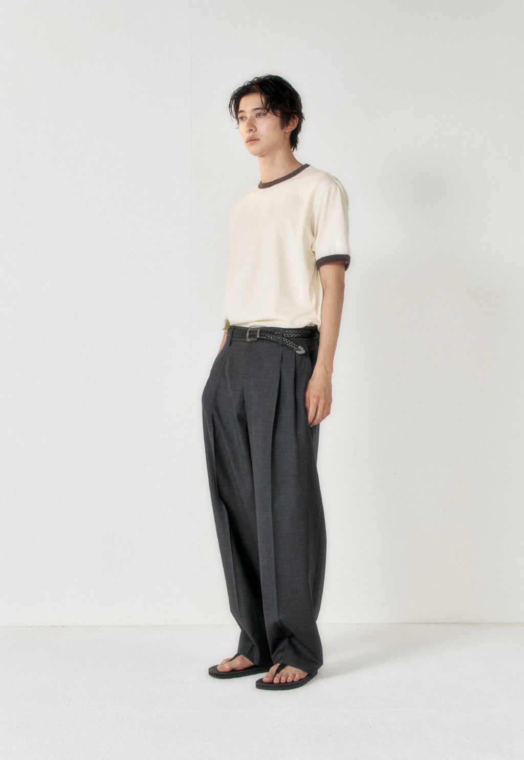 Art if acts - Slub Ringer Tee (Cream/Charcoal) product image 2 | TRAB K-Fashion Australia