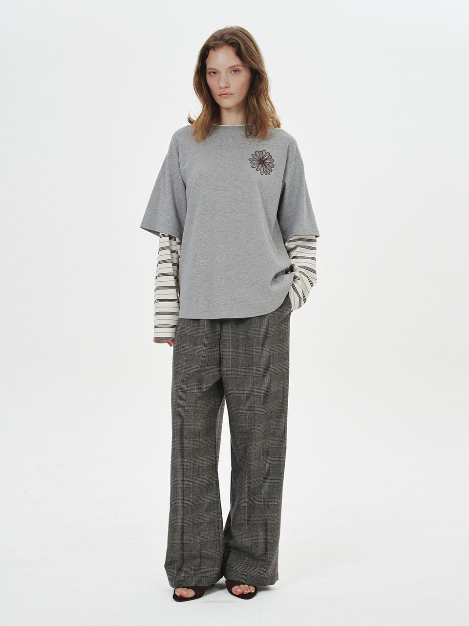 Mardi Mercredi - Wool Pants Glen Check (Taupe) product image 1 | TRAB K-Fashion Australia