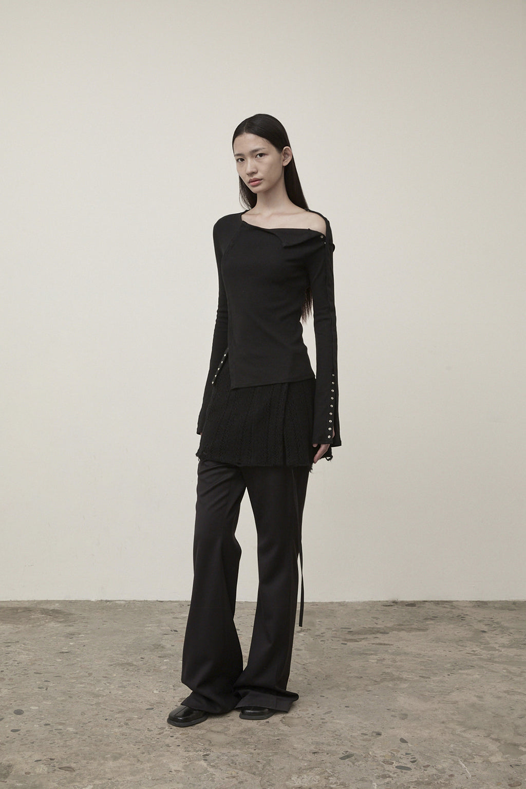 Matin Kim - Snap Detail Slim Top (Black) product image 10 | TRAB K-Fashion Australia