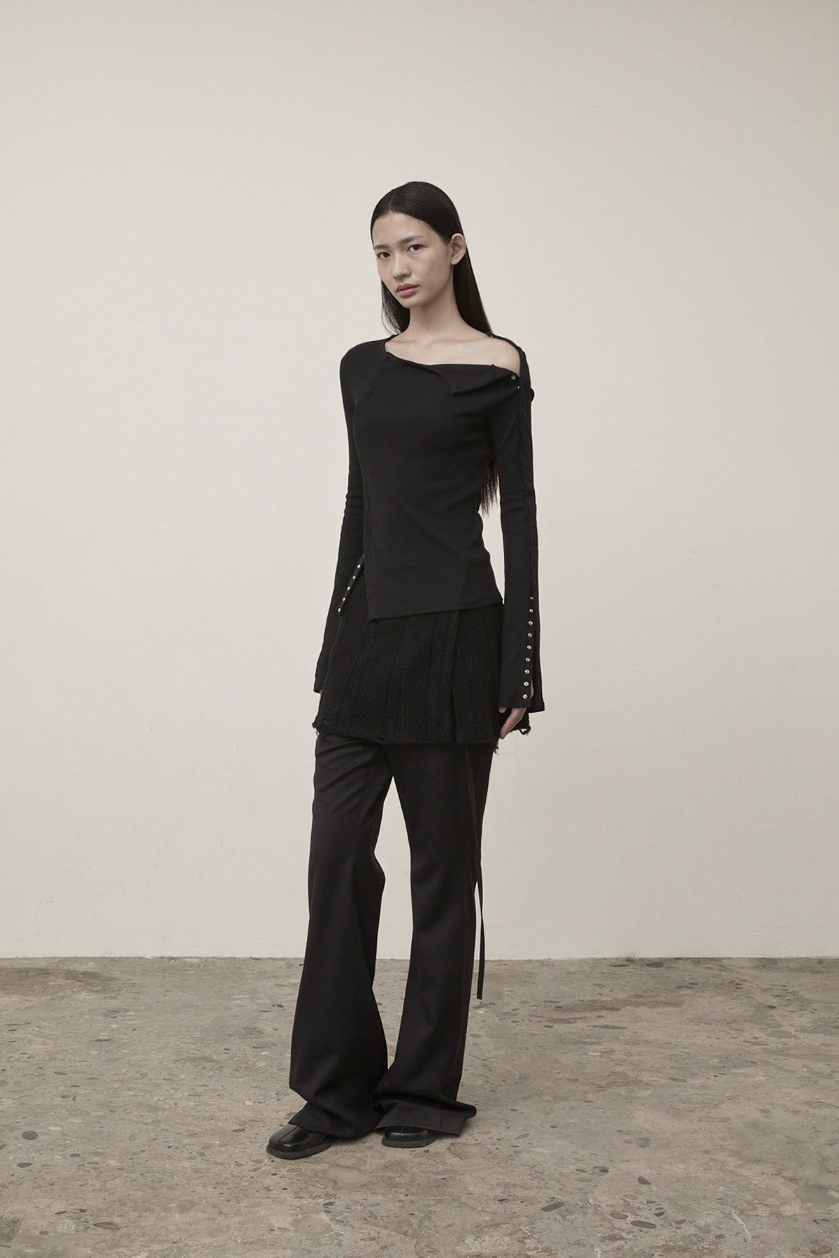 Matin Kim - Snap Detail Slim Top (Black) product image 10 | TRAB K-Fashion Australia