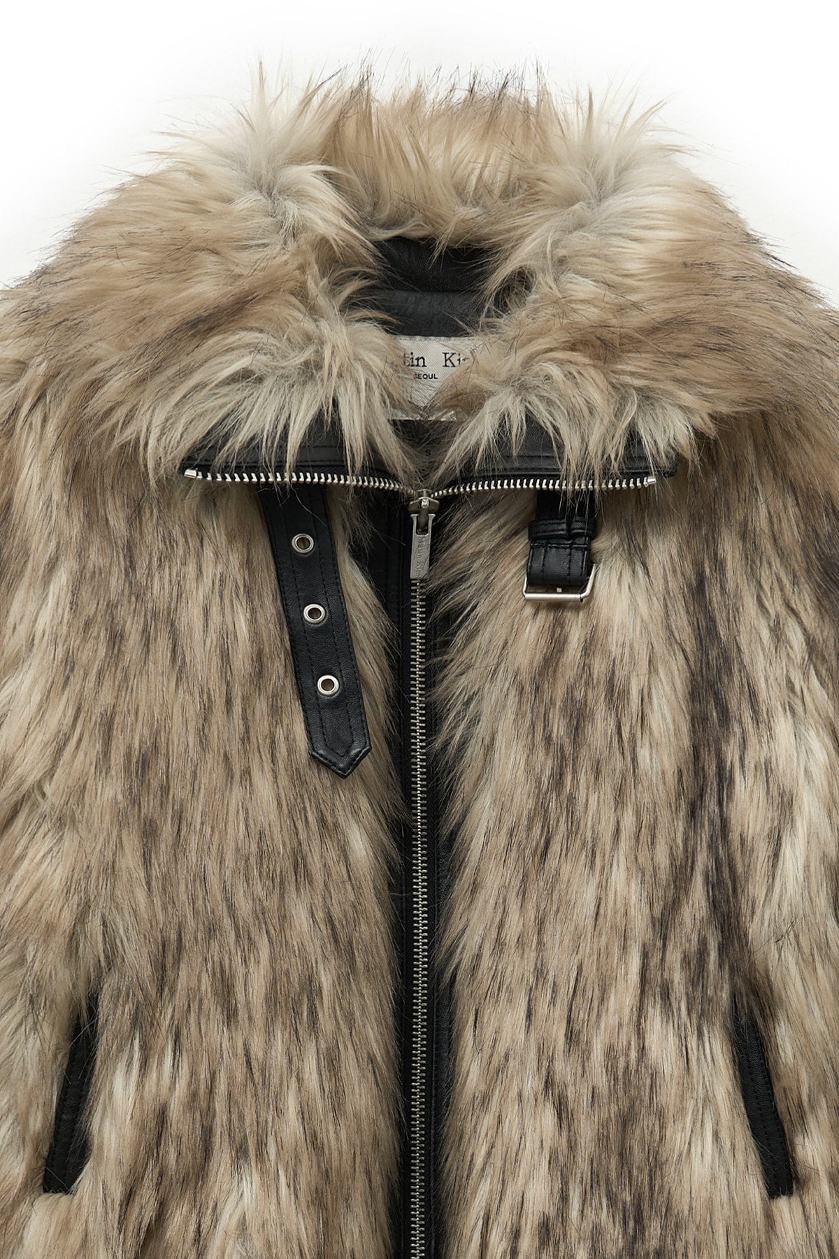 Matin Kim - Neck Buckle Crop Fur Jumper (Beige) product image 4 | TRAB K-Fashion Australia