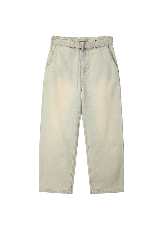 Art if acts - Belted Wide Denim Pants (Bleached Indigo) product image 6 | TRAB K-Fashion Australia