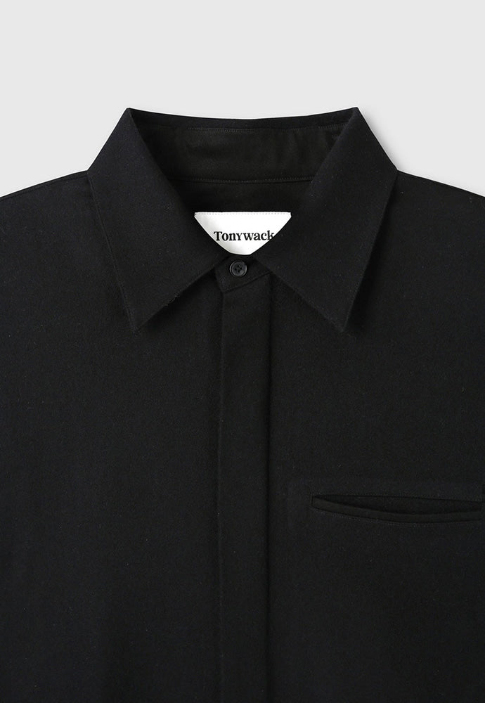 Tonywack - Virgin Wool Hidden Placket Shirt (Black) product image 9 | TRAB K-Fashion Australia