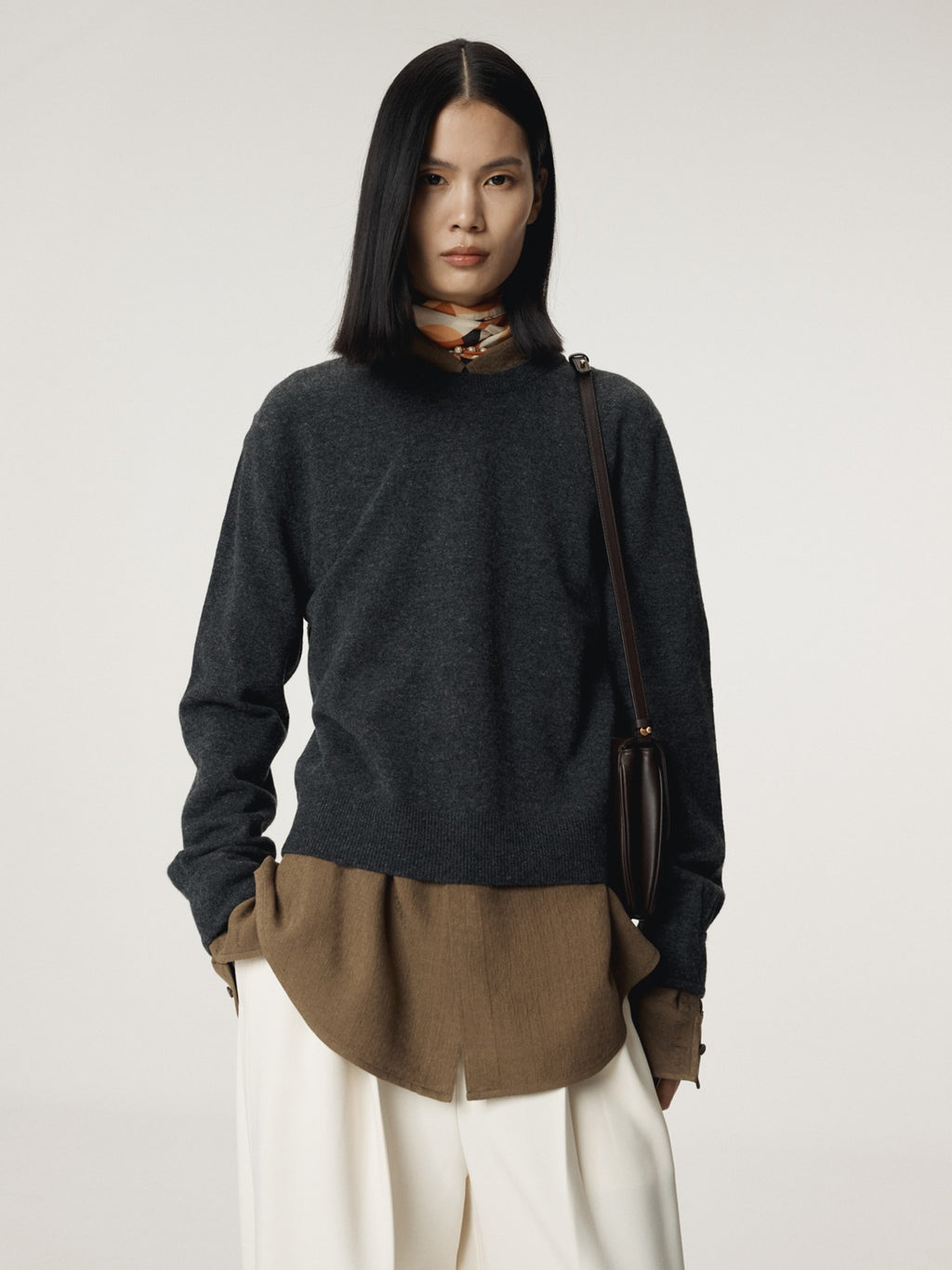 Recto - Shirt Cuffs Detail Knit Top (Charcoal Grey) product image 1 | TRAB K-Fashion Australia