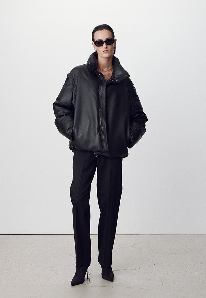 Tonywack - Leather Down Puffer Jacket (Black) product image 1 | TRAB K-Fashion Australia