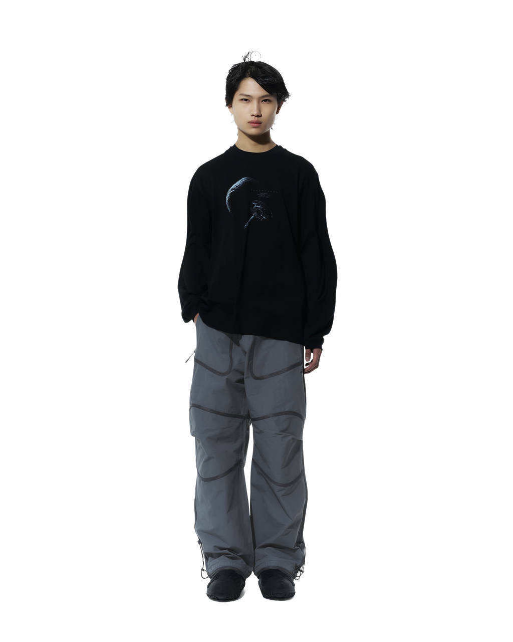San San Gear - Webbing Patched Pants (Charcoal) product image 1 | TRAB K-Fashion Australia