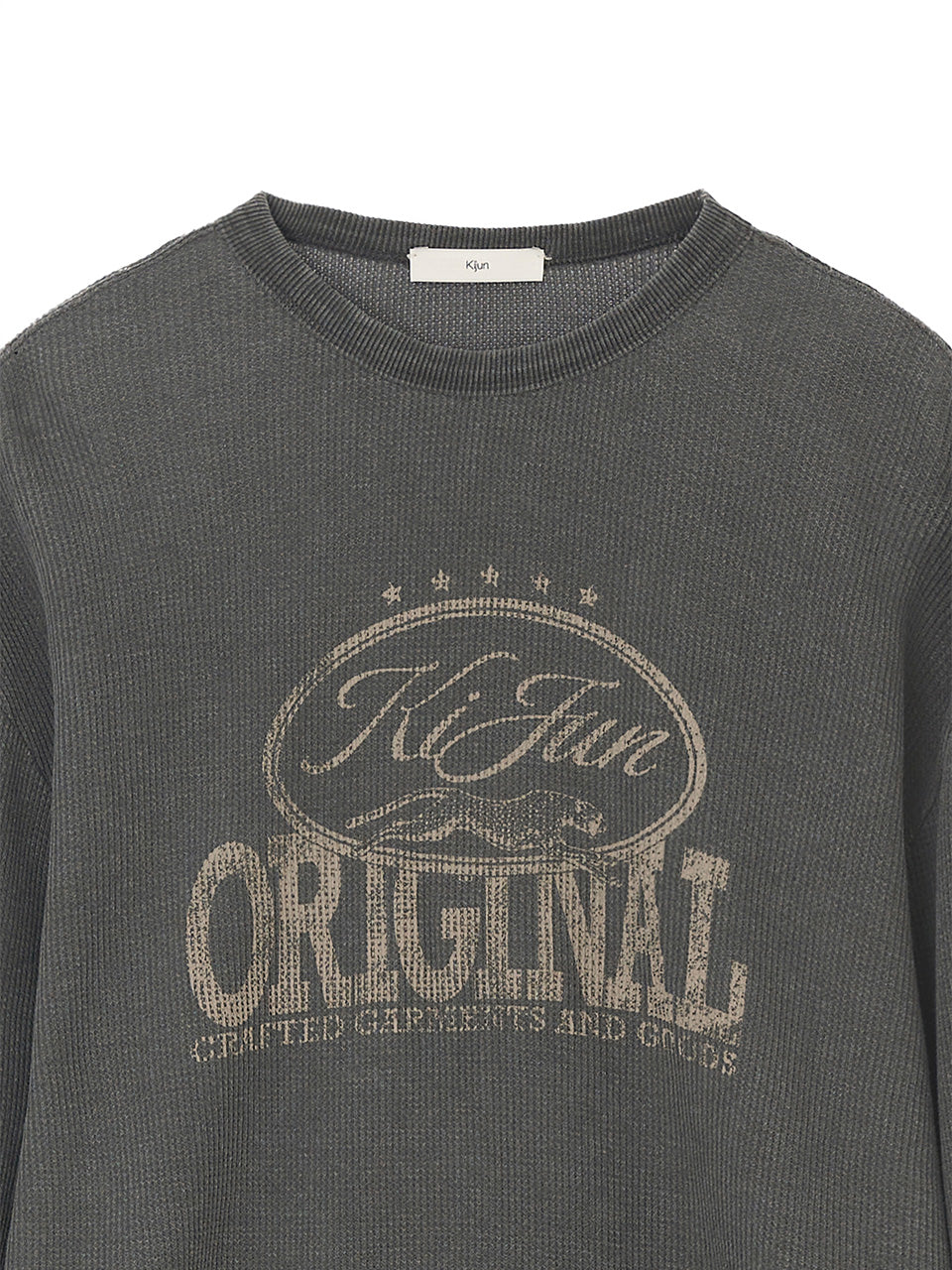 Kijun - Original Logo Waffle Long Sleeve Tee (Charcoal) product image 7 | TRAB K-Fashion Australia