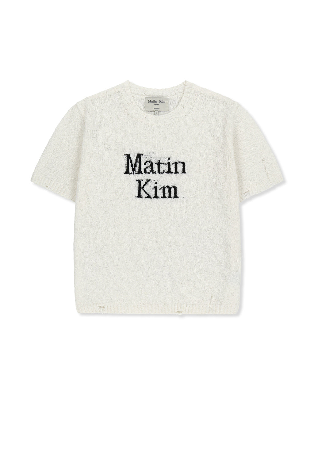 Matin Kim - Half Sleeve Logo Pullover (White) product image 1 | TRAB K-Fashion Australia