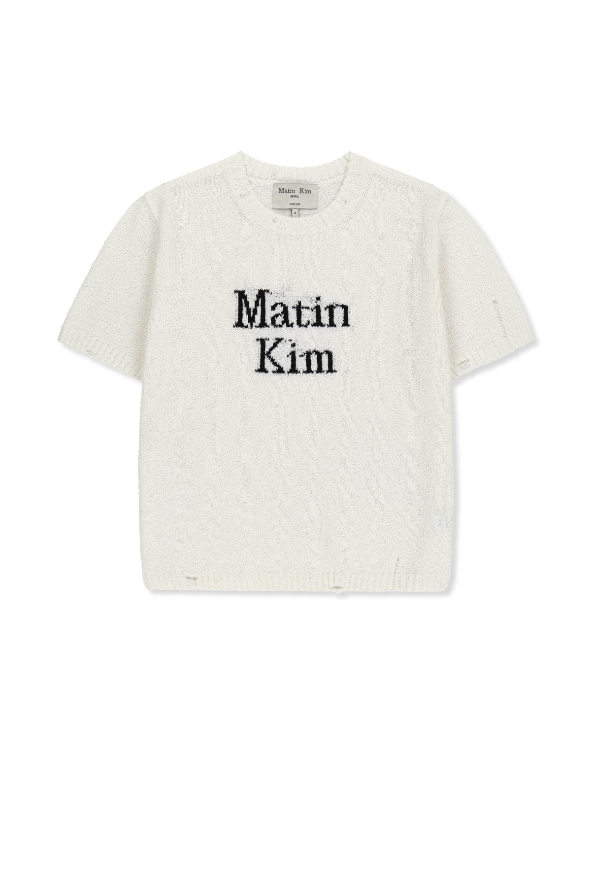 Matin Kim - Half Sleeve Logo Pullover (White) product image 1 | TRAB K-Fashion Australia