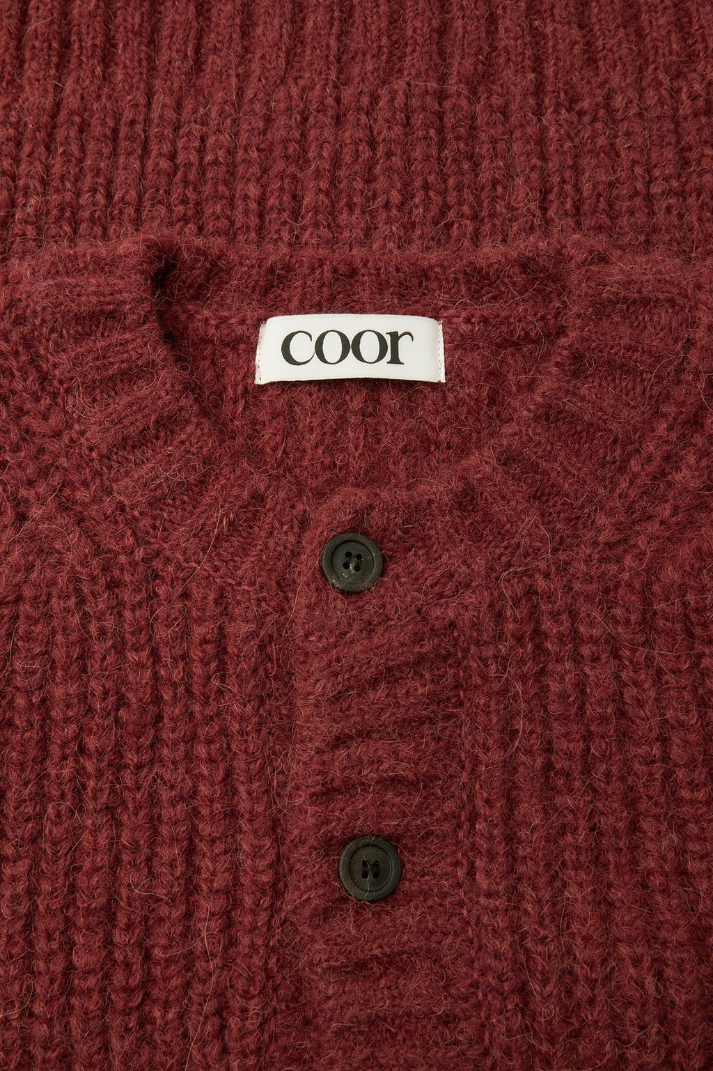 Coor - Hairy Button Up Round Cropped Cardigan (Burgundy) product image 5 | TRAB K-Fashion Australia