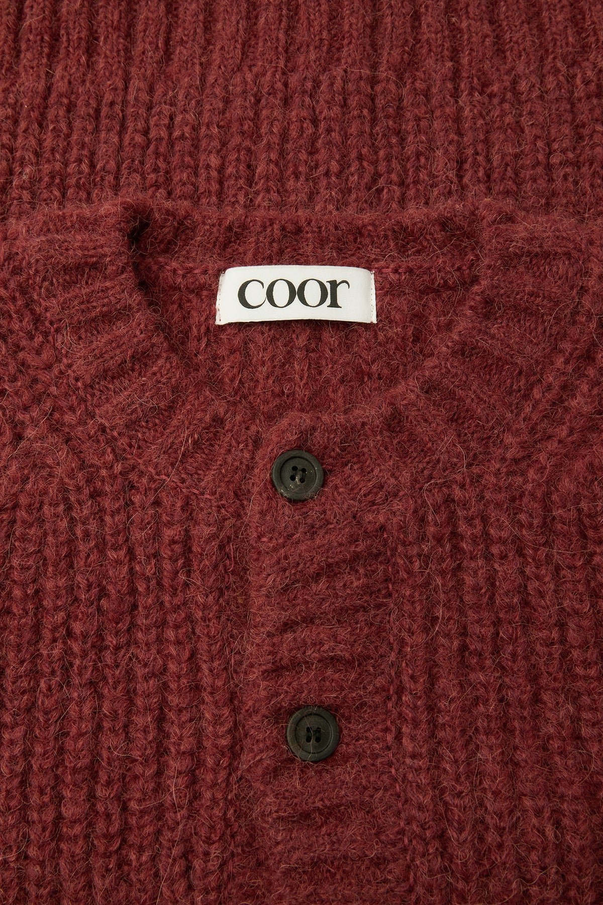 Coor - Hairy Button Up Round Cropped Cardigan (Burgundy) product image 5 | TRAB K-Fashion Australia