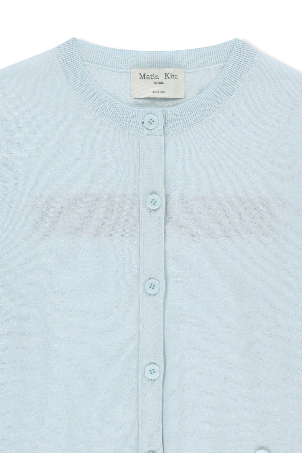 Matin Kim - Back Logo Sheer Cardigan (Light Blue) product image 3 | TRAB K-Fashion Australia