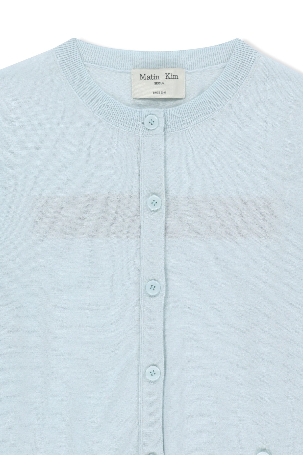 Matin Kim - Back Logo Sheer Cardigan (Light Blue) product image 3 | TRAB K-Fashion Australia