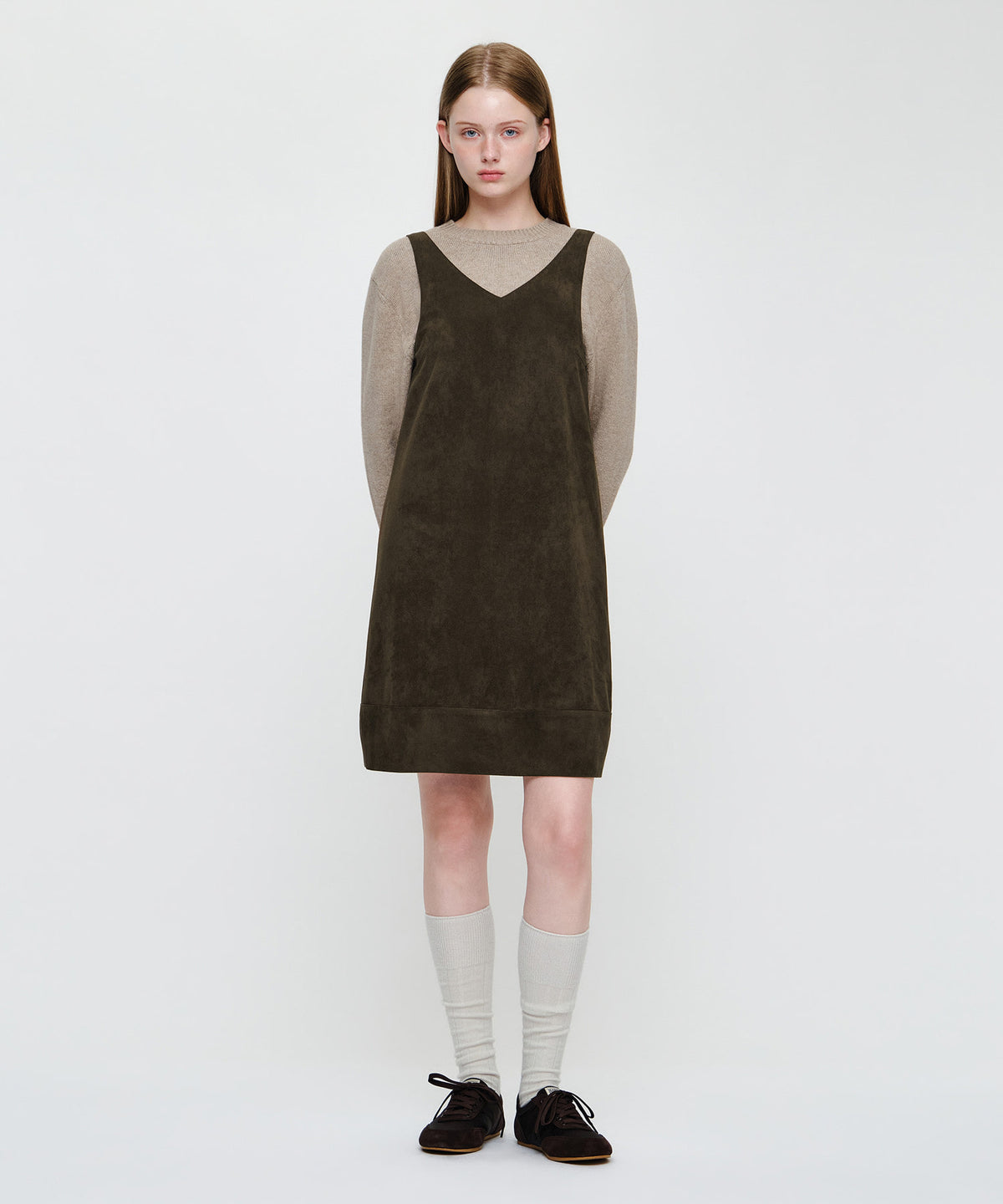 Marithe & Francois Girbaud - Faux Leather Sleeveless Mini Dress (Brown) product image 1 | TRAB K-Fashion Australia