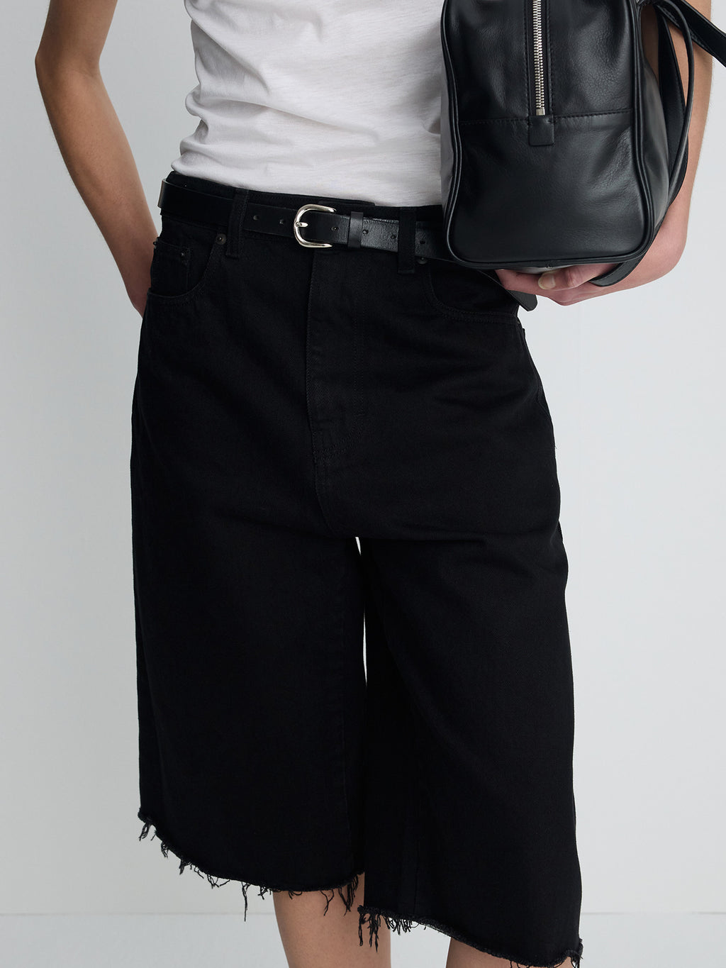 Tonywack - Raw Hem Denim Bermuda Shorts (Washed Black) product image 5 | TRAB K-Fashion Australia