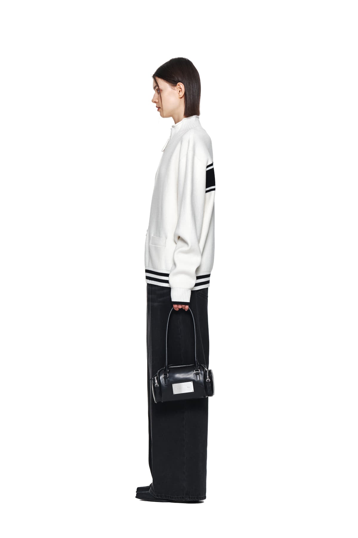 Matin Kim - Spell Point Stripe Wool Blended Knit Cardigan (Ivory) product image 7 | TRAB K-Fashion Australia