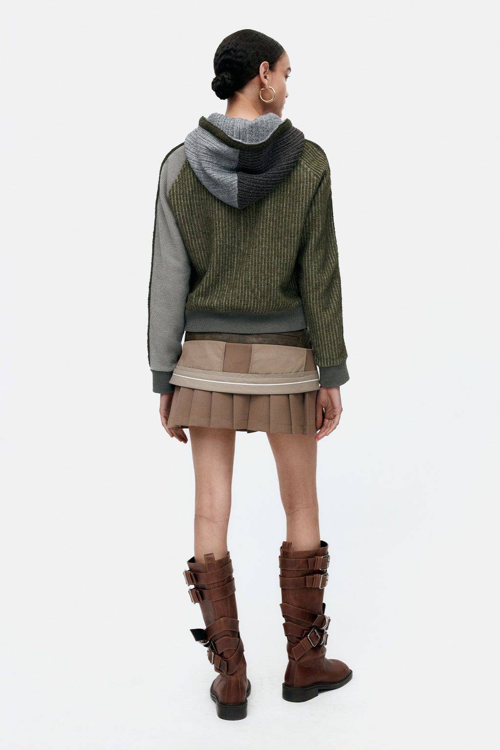 Andersson Bell - Color Blocked Knit Hoodie Zip Up (Green) product image 2 | TRAB K-Fashion Australia