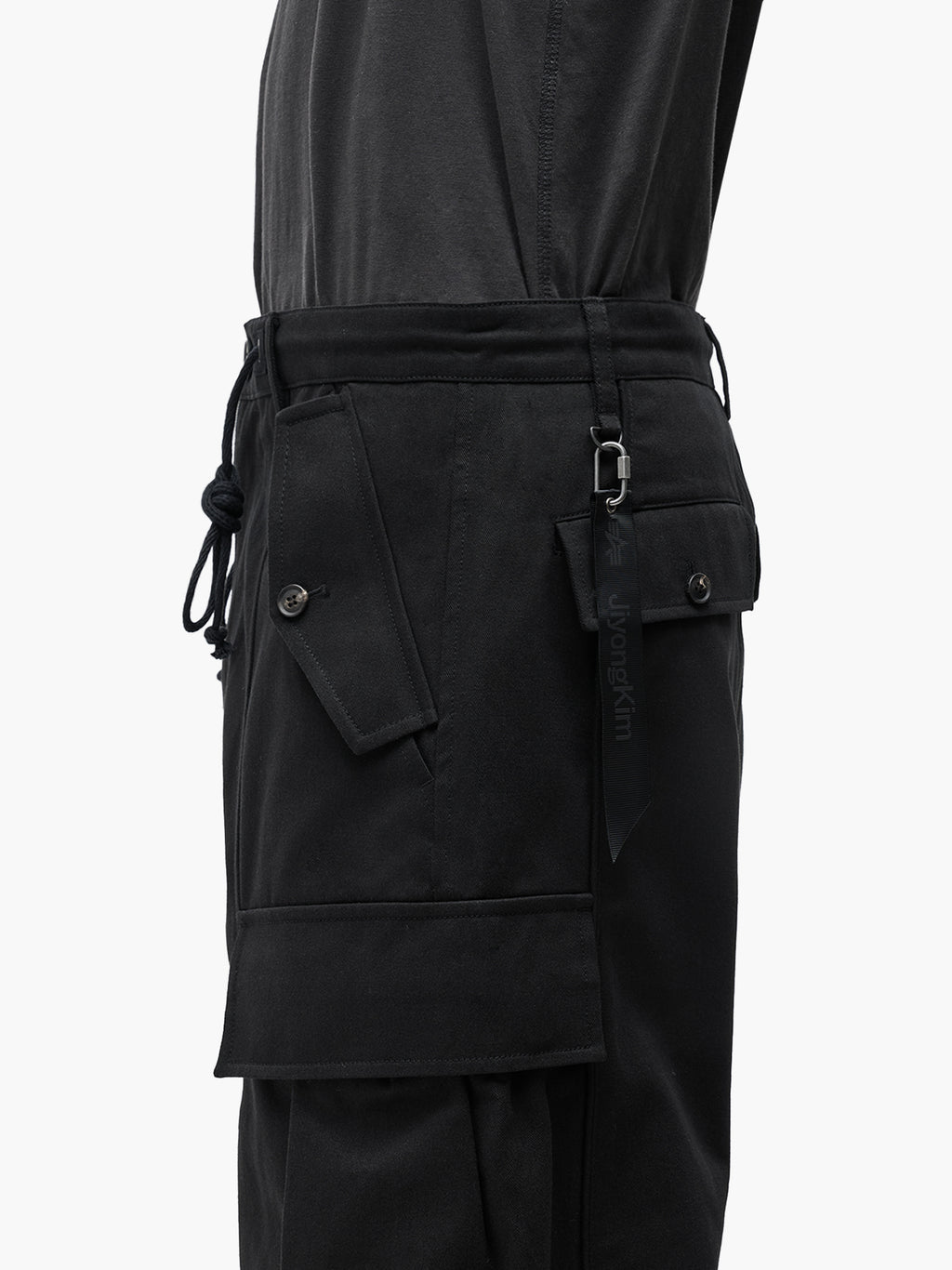 Jiyong Kim - Multi Pocket Curved Trousers (Black) product image 7 | TRAB K-Fashion Australia