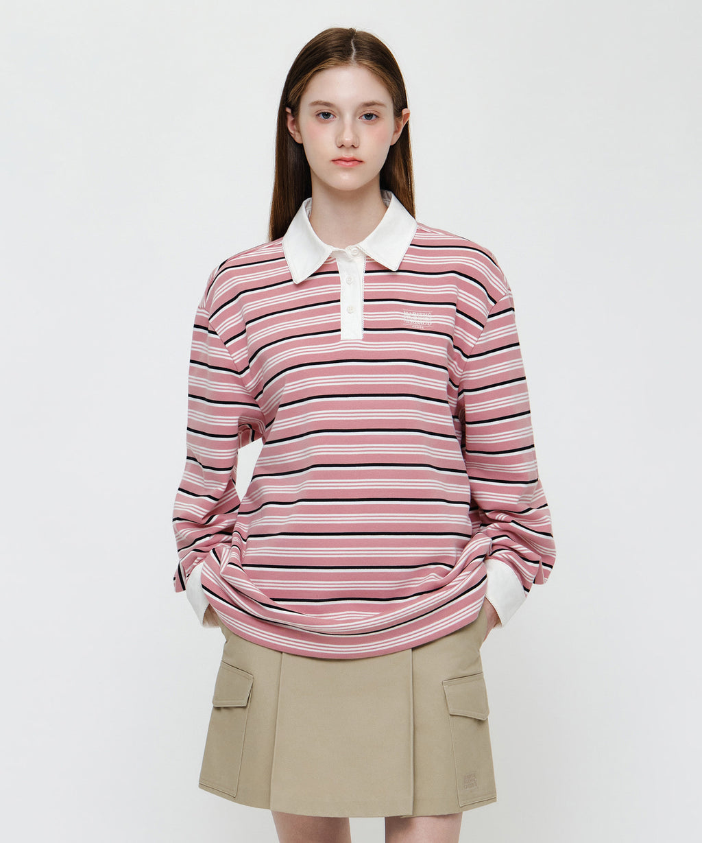 Marithe & Francois Girbaud - Small Classic Logo Lace Collar Sweatshirt (Stripe) product image 1 | TRAB K-Fashion Australia