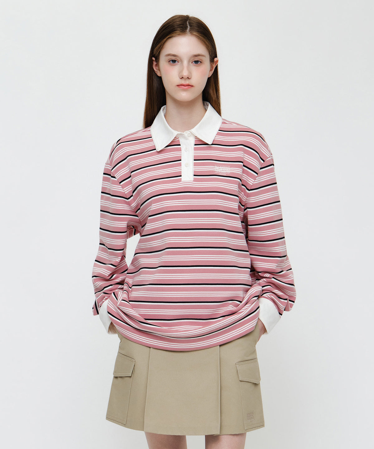 Marithe & Francois Girbaud - Small Classic Logo Lace Collar Sweatshirt (Stripe) product image 1 | TRAB K-Fashion Australia