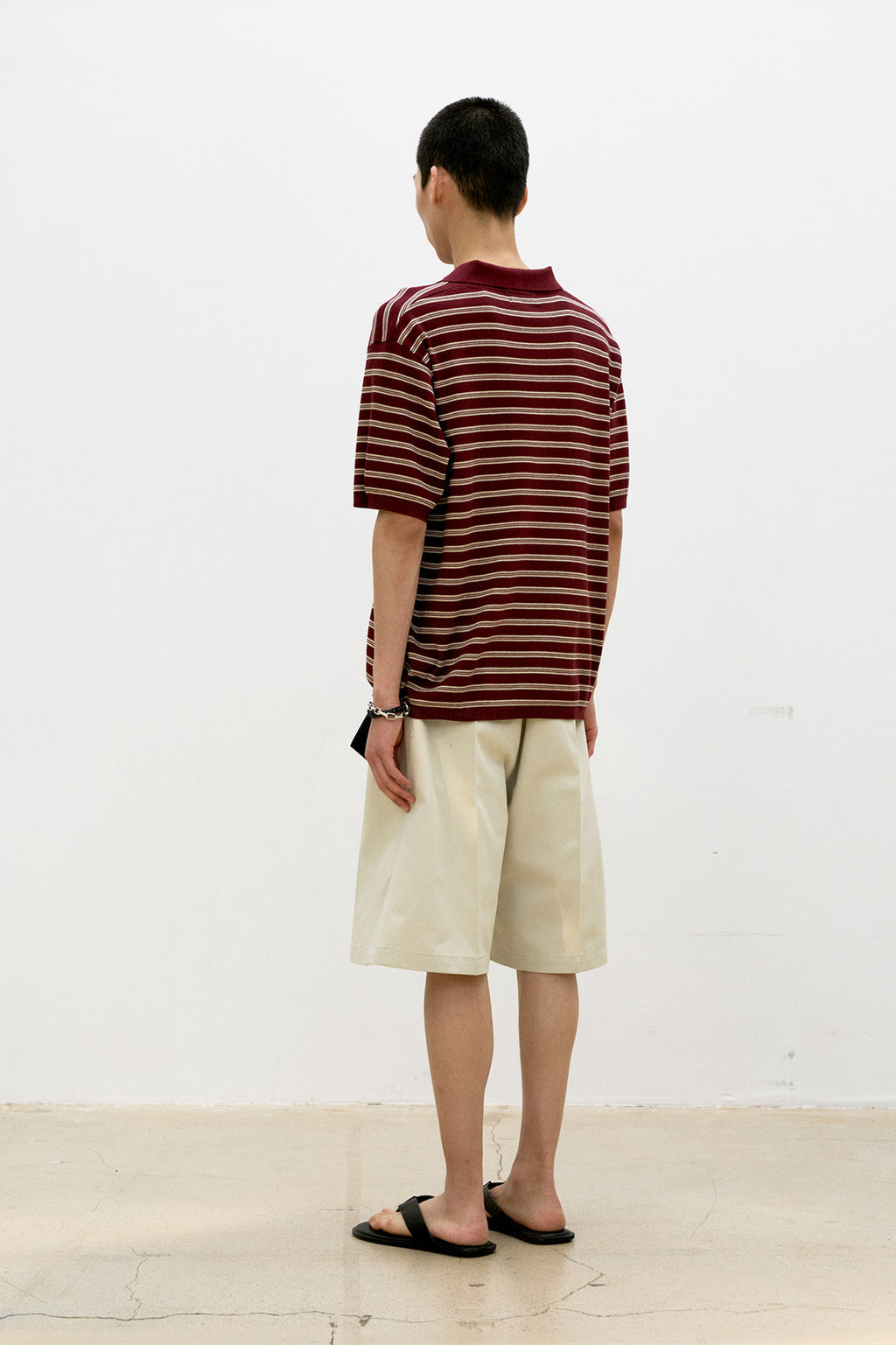 Coor - Open-Collar Stripe Sweater (Burgundy) product image 4 | TRAB K-Fashion Australia