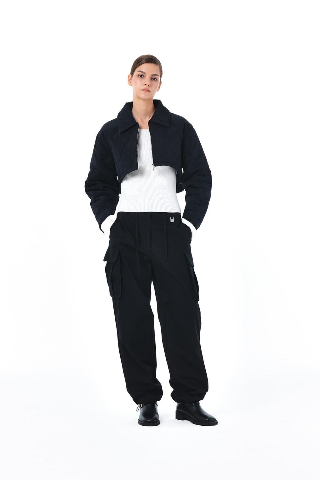 Matin Kim - Bolero Short Padding Jumper (Black) product image 9 | TRAB K-Fashion Australia