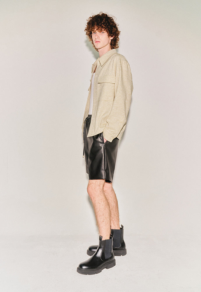 Tonywack - Wool And Lyocell Natural Tweed Shirt Jacket (Sage Beige) product image 2 | TRAB K-Fashion Australia