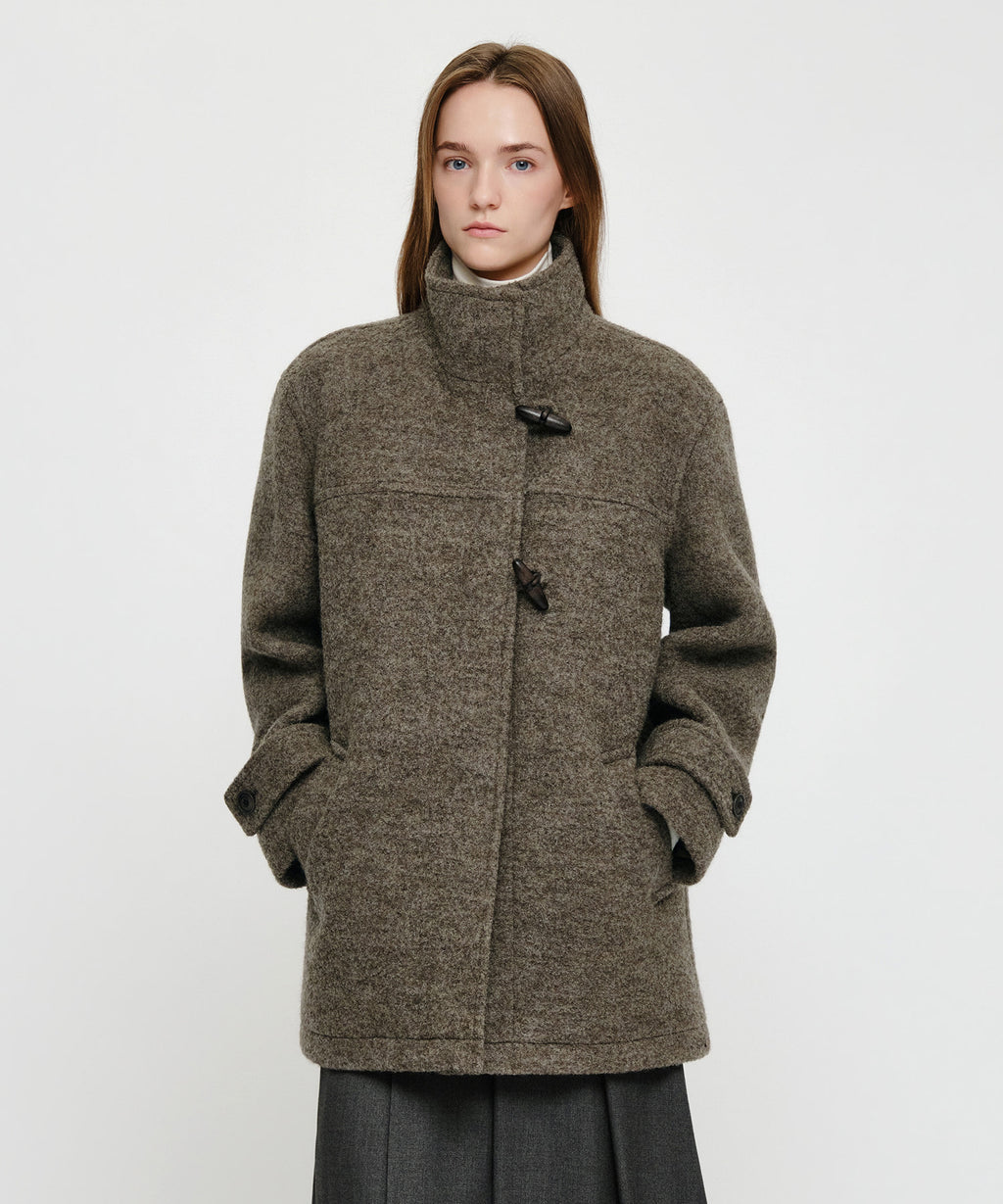 Marithe & Francois Girbaud - High Neck Padded Half Coat (Brown) product image 2 | TRAB K-Fashion Australia