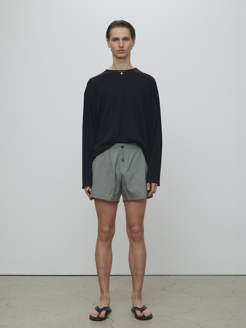 Tonywack - Drawstring Tech Shorts (Olive Grey) product image 1 | TRAB K-Fashion Australia