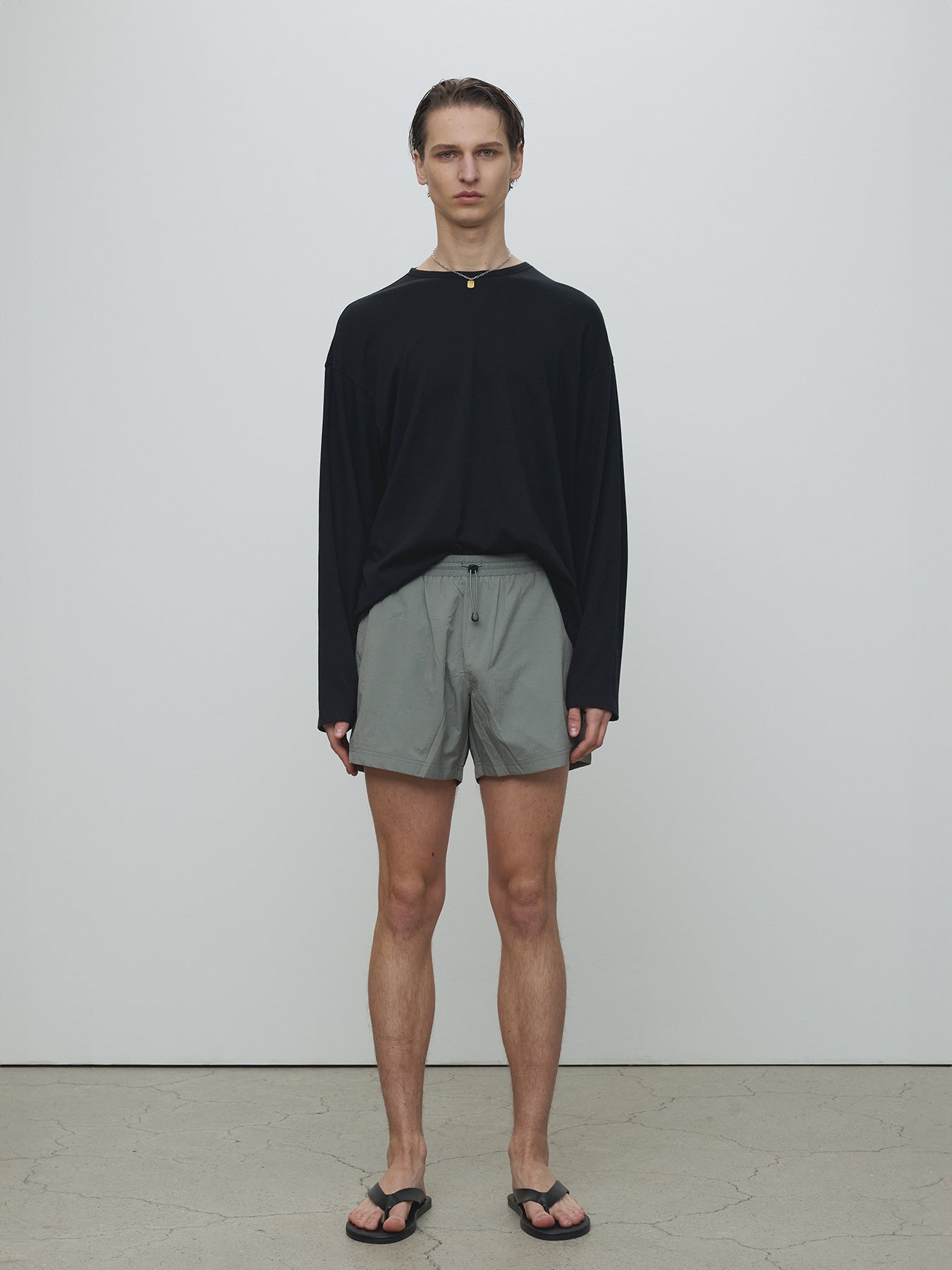 Tonywack - Drawstring Tech Shorts (Olive Grey) product image 1 | TRAB K-Fashion Australia