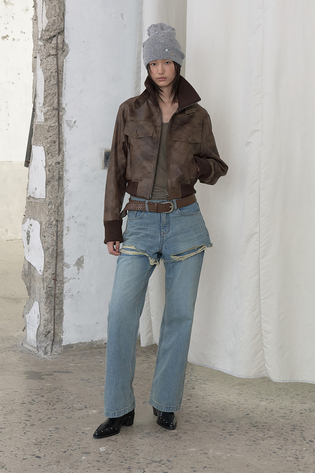 Deinet - Layered Semi Bootscut Denim Pants (Light Blue) product image 5 | TRAB K-Fashion Australia