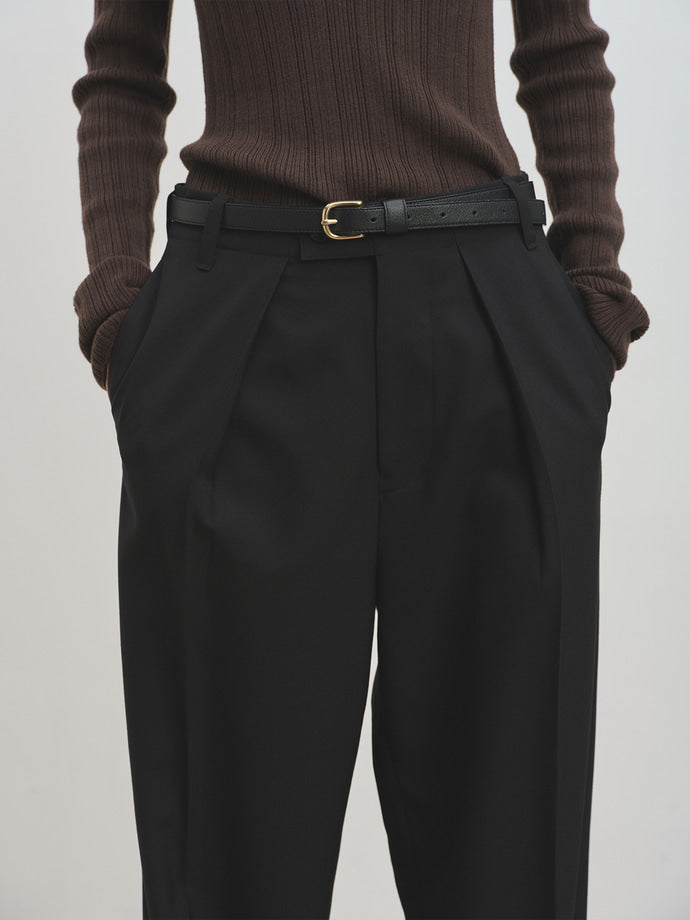 Tonywack - Light Wool Pleated Wide Trousers (Black) product image 8 | TRAB K-Fashion Australia
