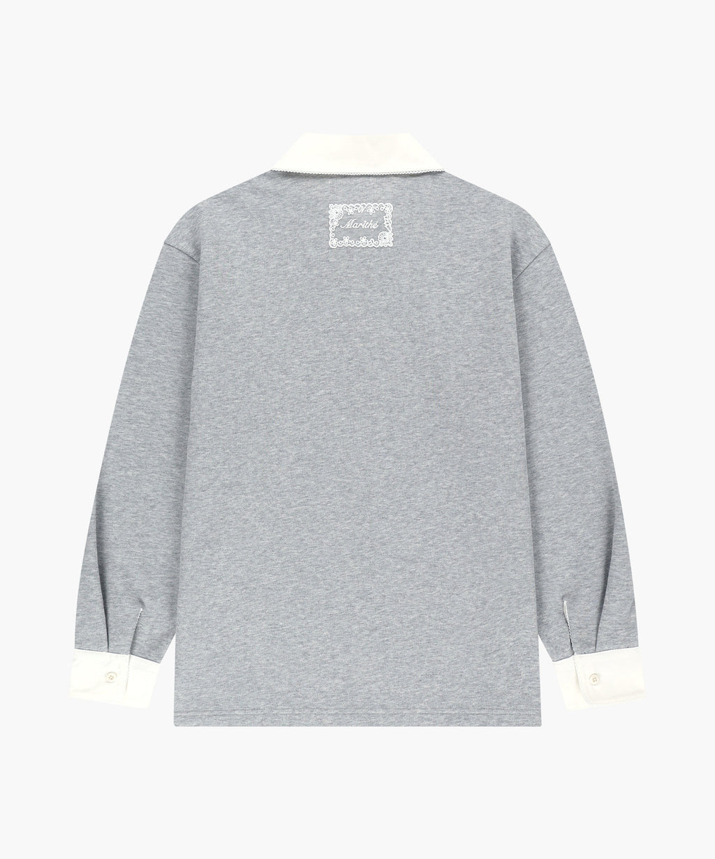 Marithe & Francois Girbaud - Small Classic Logo Lace Collar Sweatshirt (Heather Gray) product image 6 | TRAB K-Fashion Australia