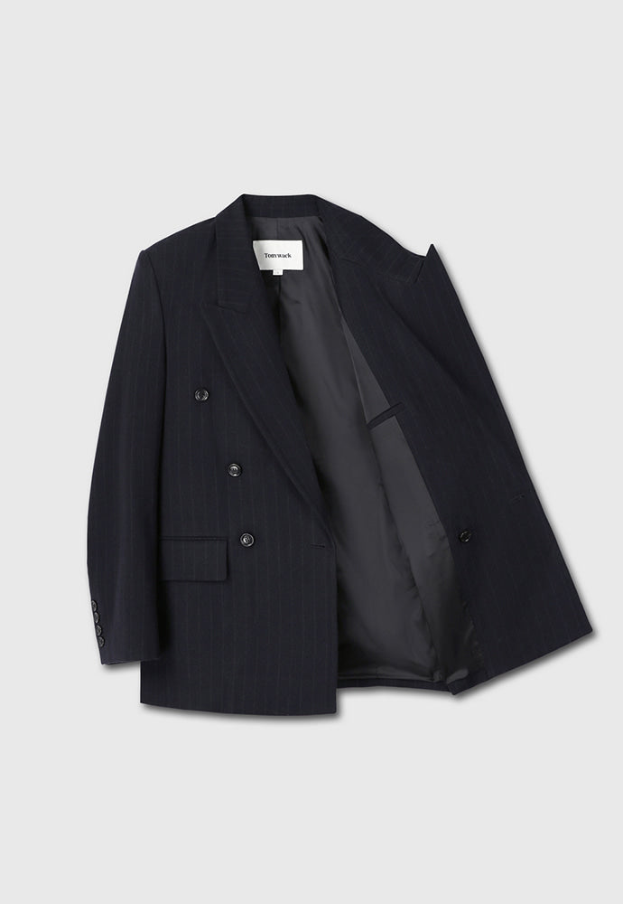 Tonywack - Virgin Wool Oversized Double-Breasted Jacket (Navy Pinstripe) product image 8 | TRAB K-Fashion Australia