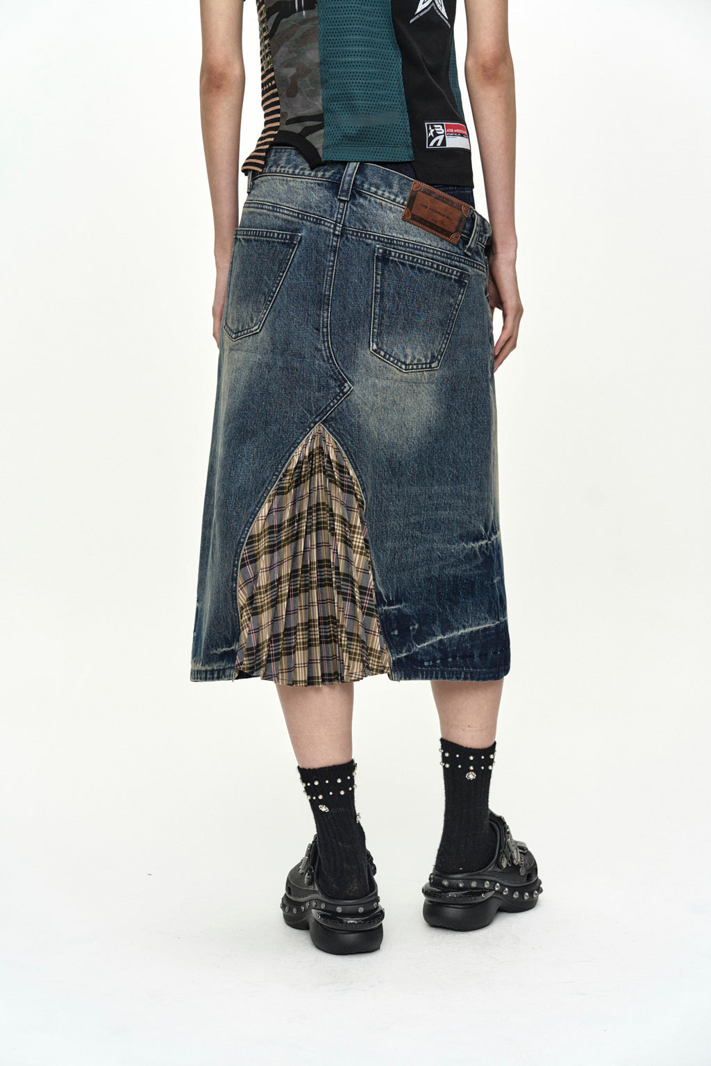 Andersson Bell - Pleats Combo Flipped Denim Skirt (Blue) product image 8 | TRAB K-Fashion Australia