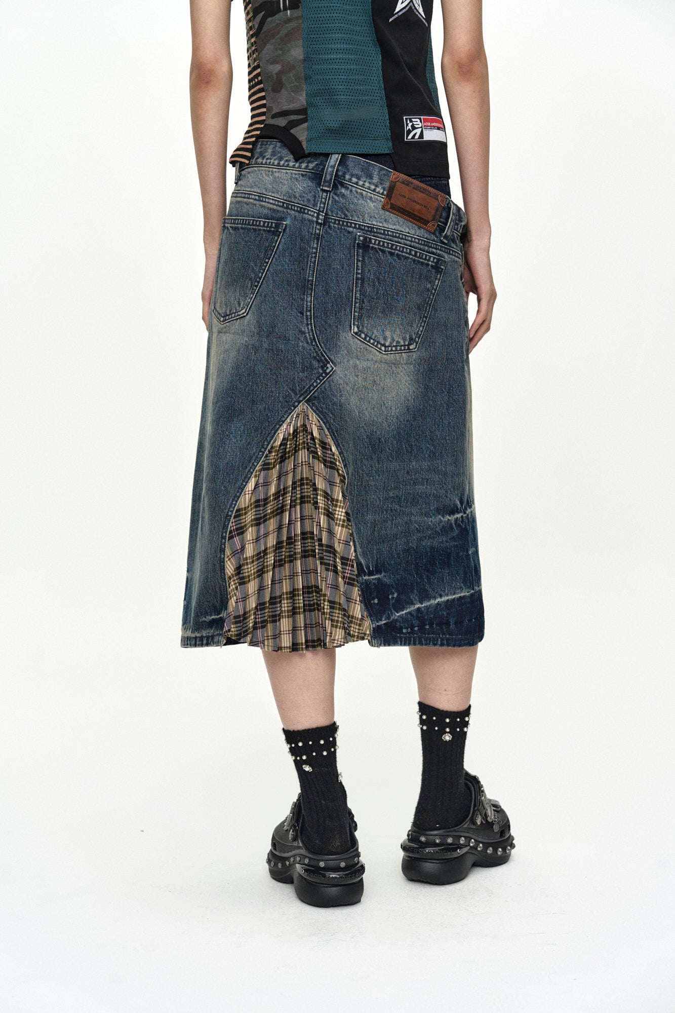Andersson Bell - Pleats Combo Flipped Denim Skirt (Blue) product image 8 | TRAB K-Fashion Australia