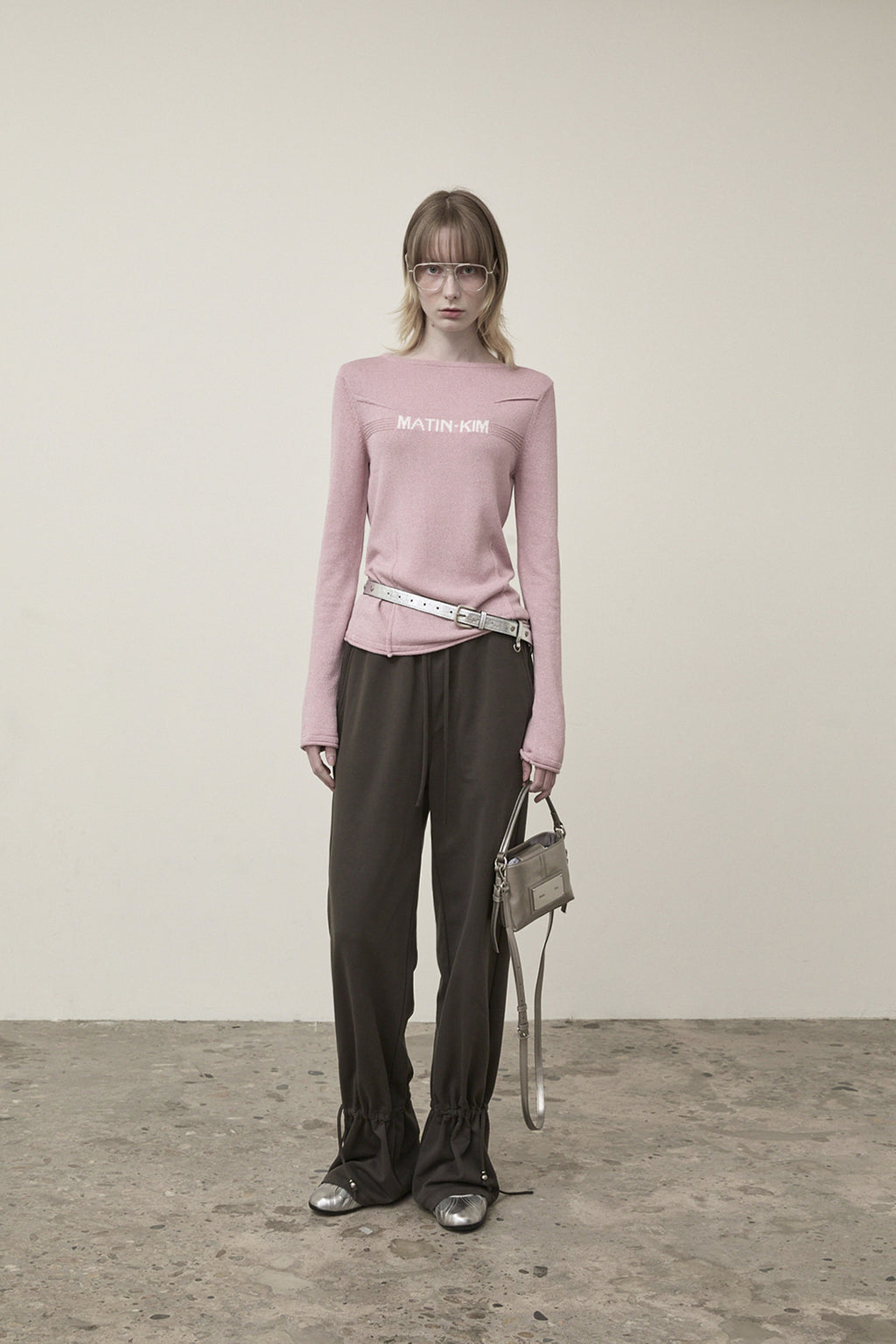 Matin Kim - Glitter Slim Logo Knit Top (Pink) product image 8 | TRAB K-Fashion Australia