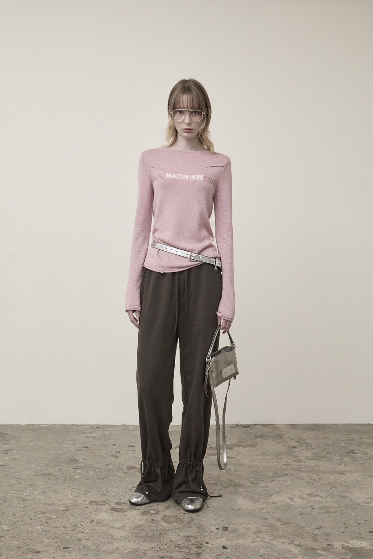 Matin Kim - Glitter Slim Logo Knit Top (Pink) product image 8 | TRAB K-Fashion Australia
