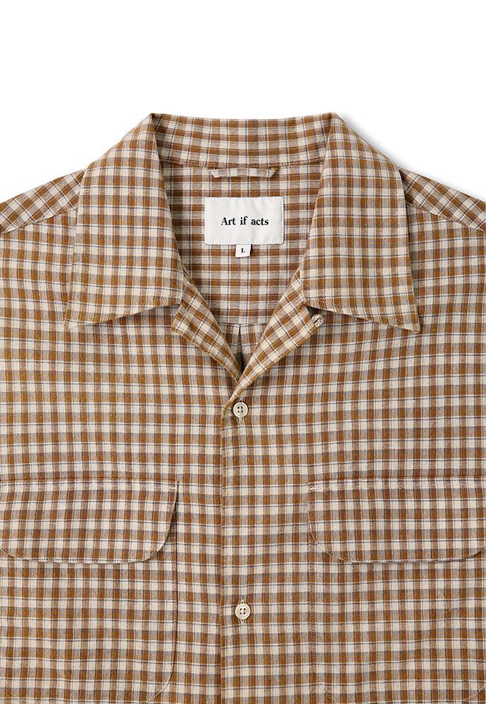 Art if acts - Open Collar Check Half Shirt (Tan) product image 9 | TRAB K-Fashion Australia