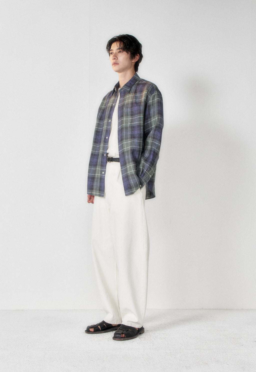 Art if acts - Linen French Check Shirt (Khaki/Blue) product image 2 | TRAB K-Fashion Australia