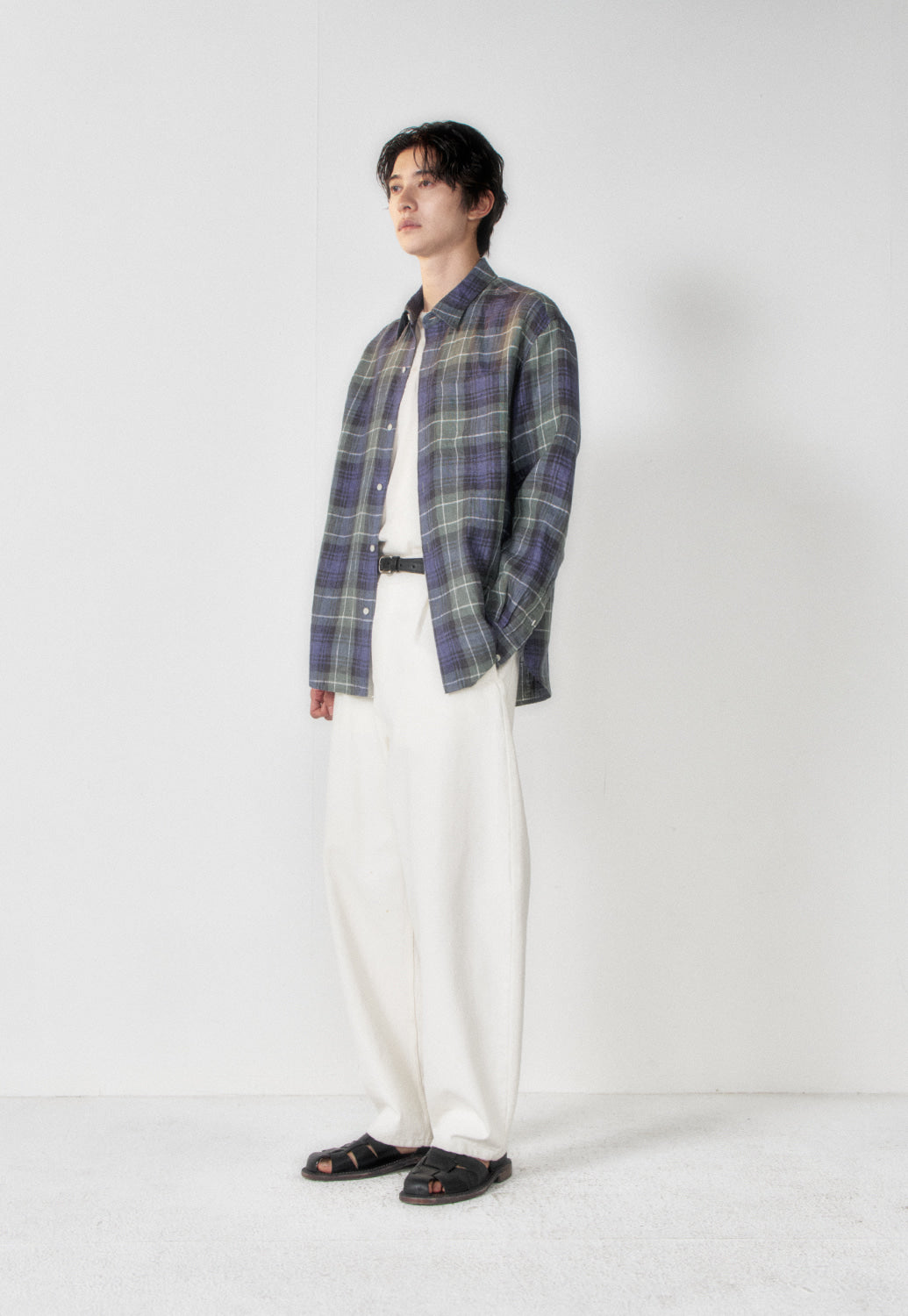 Art if acts - Linen French Check Shirt (Khaki/Blue) product image 2 | TRAB K-Fashion Australia