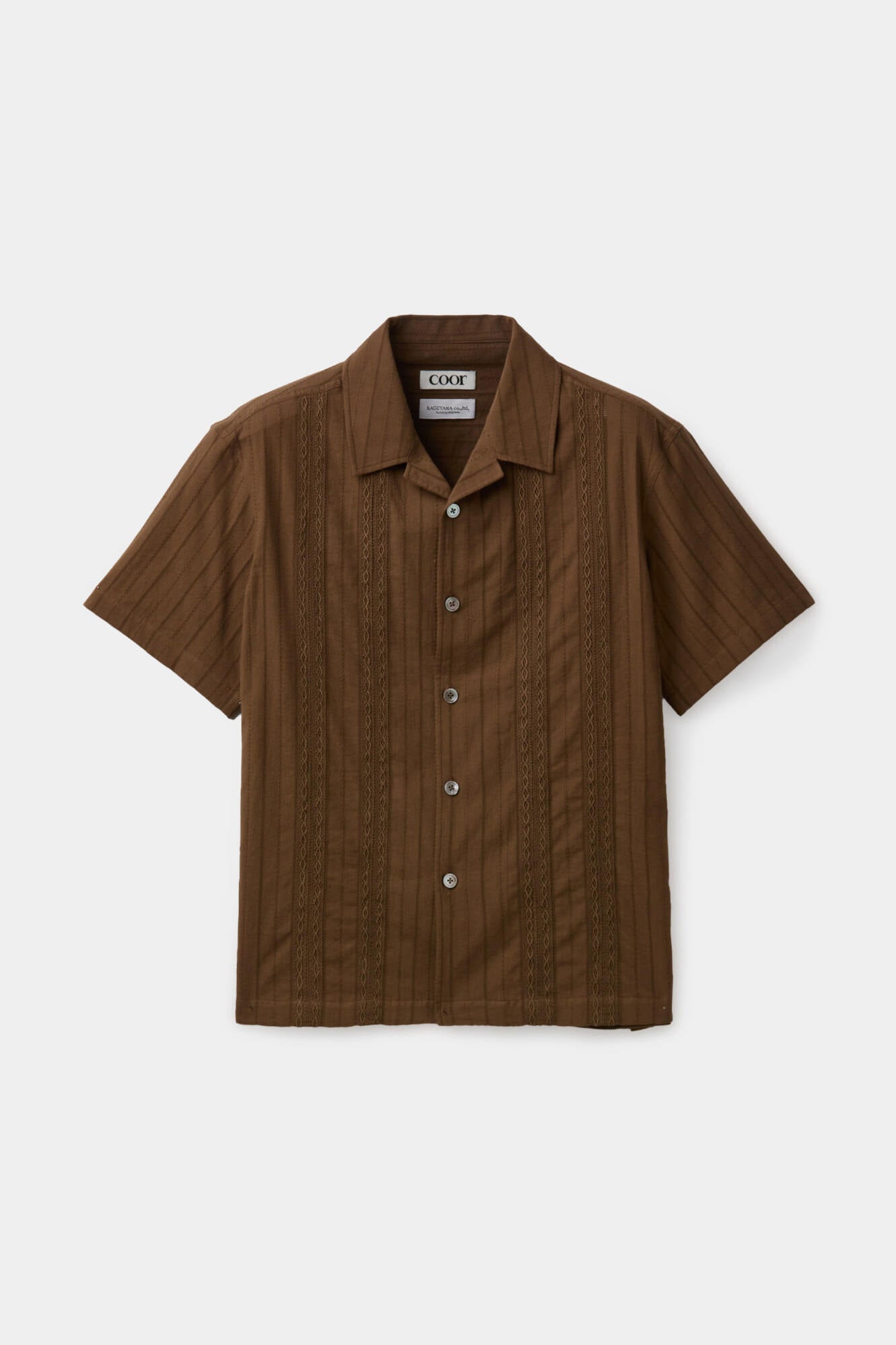 Coor - Guayabera Tape Half Shirt (Brown) product image 1 | TRAB K-Fashion Australia