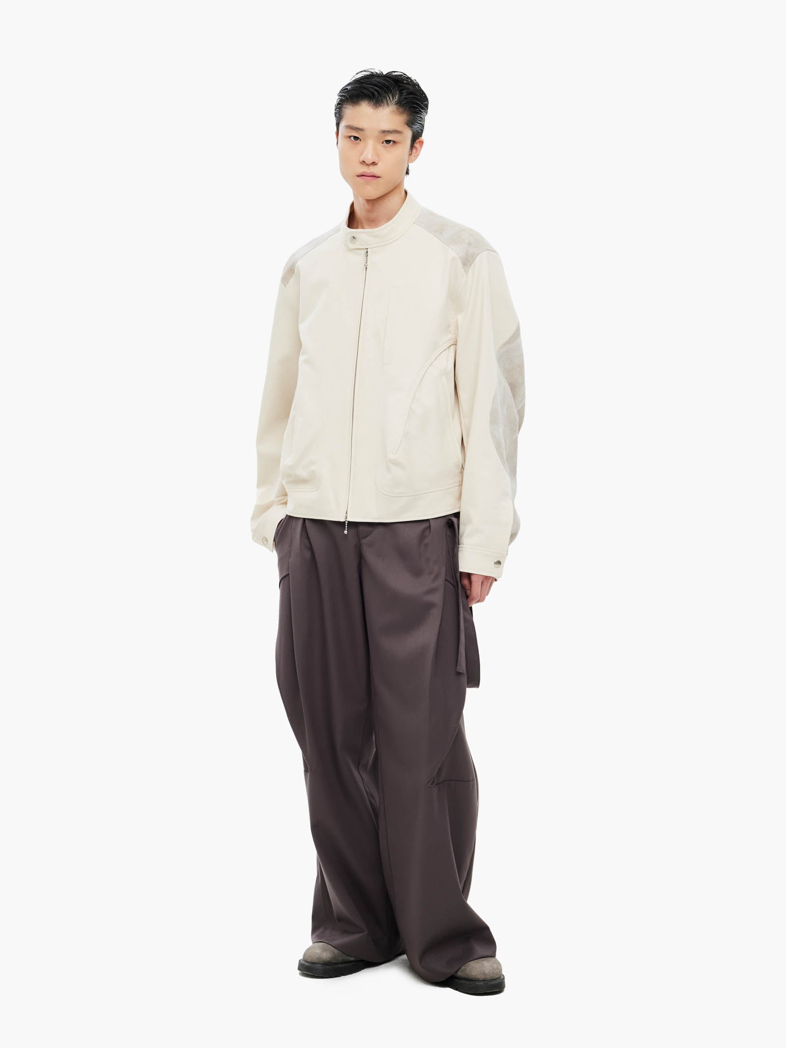 Jiyong Kim - Sun-Bleached Biker Jacket (White) product image 1 | TRAB K-Fashion Australia