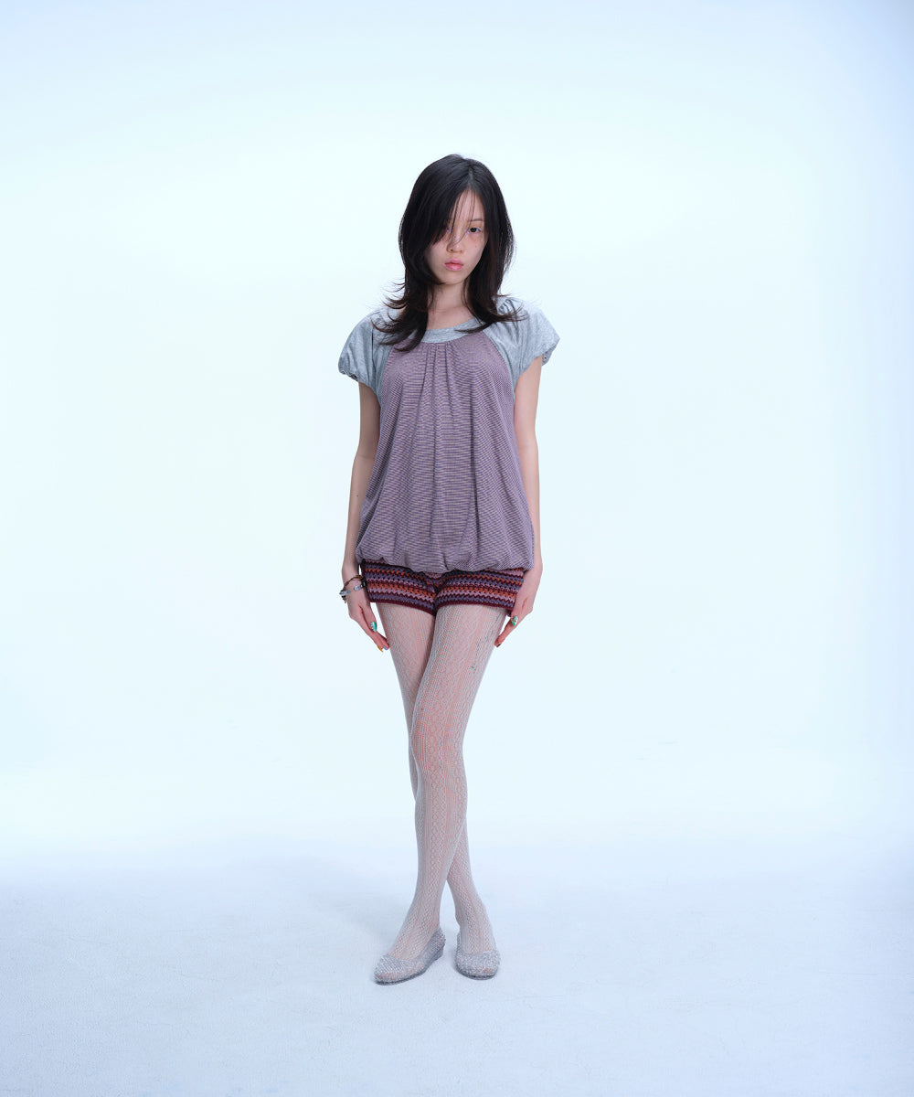 Coyseio - Striped Crochet Knit Shorts (Wine) product image 5 | TRAB K-Fashion Australia