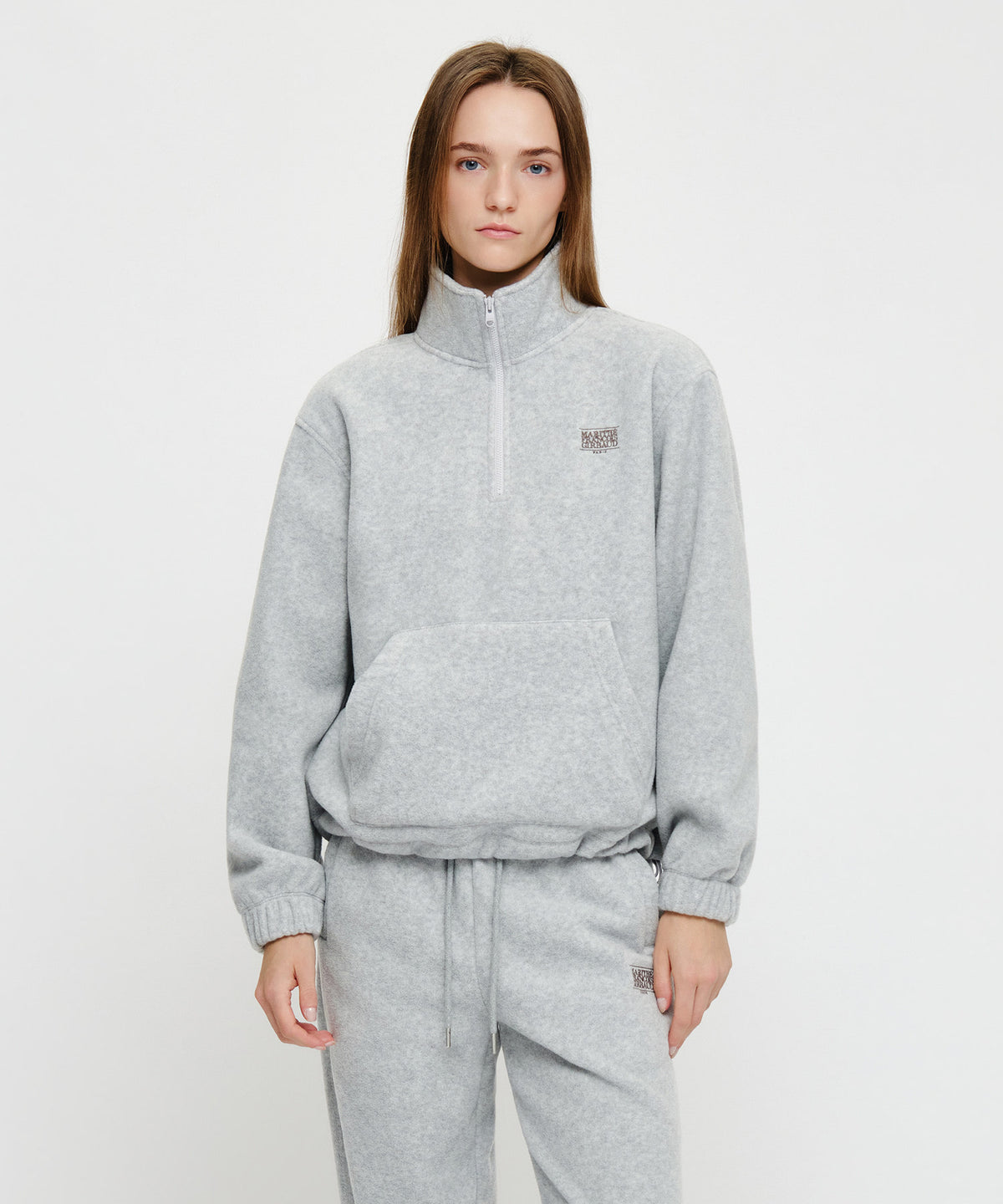 Marithe & Francois Girbaud - Small Classic Logo Fleece Anorak (Heather Gray) product image 1 | TRAB K-Fashion Australia
